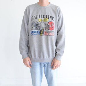 Vintage Gildan Heavy Big Red's V Cougars High School Championship Gray Sweater L